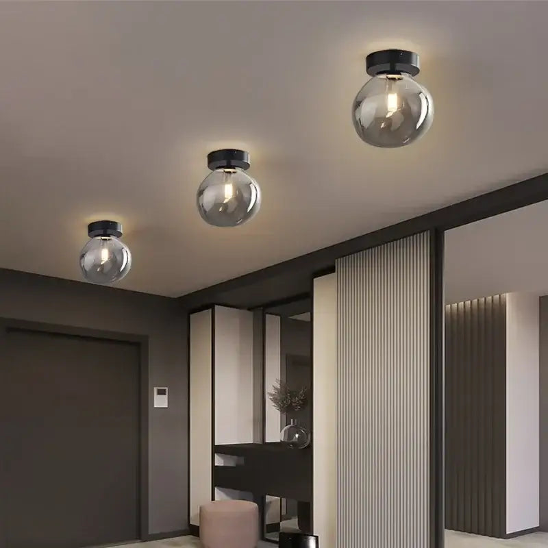 Modern brass & black led glass ceiling chandeliers – dining room