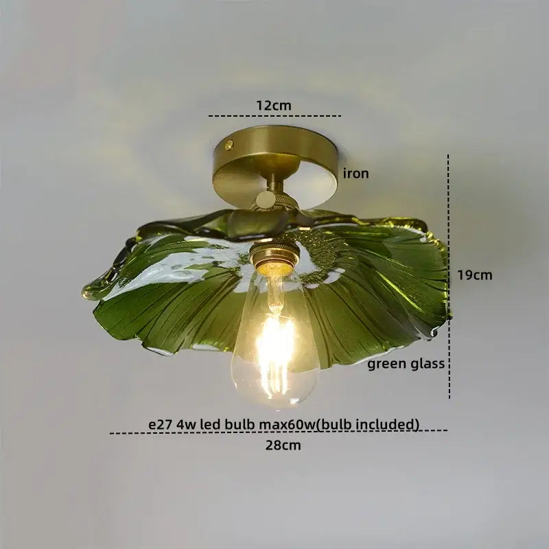 Vintage brass and textured glass ceiling lamp bedroom light
