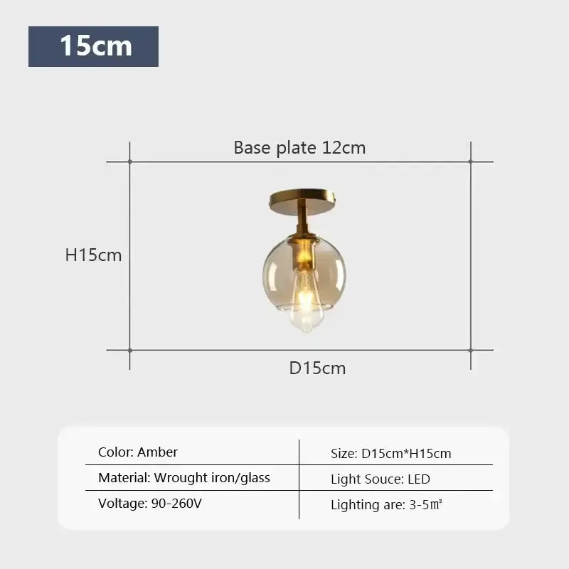 Modern amber glass ceiling light brass stem living room chandelier