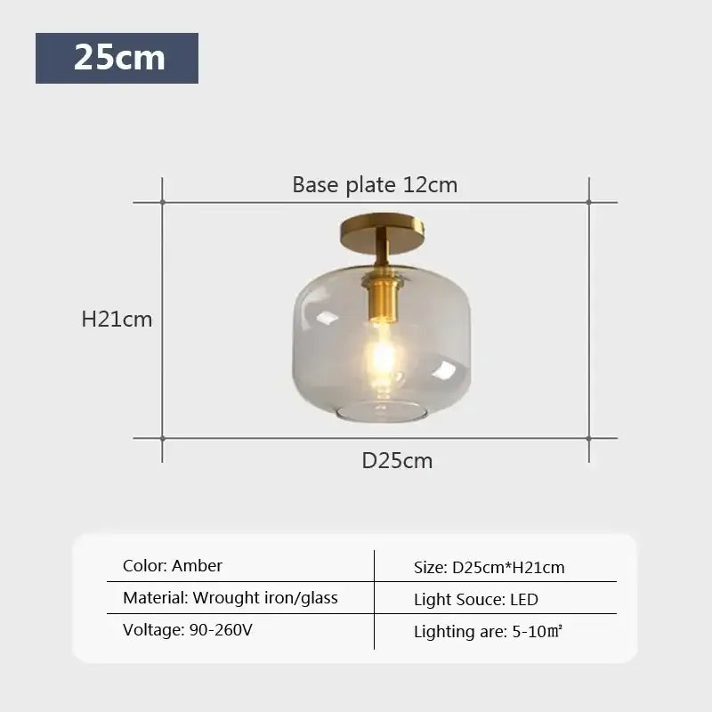 Modern amber glass ceiling light brass stem living room chandelier