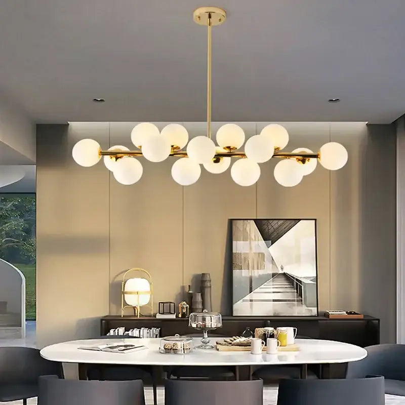 Modern gold led glass chandelier cluster pendant lamp dining room