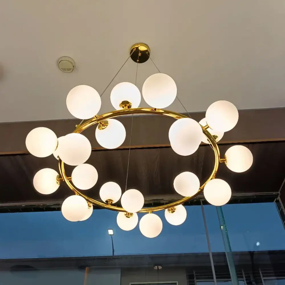 Modern gold led glass chandelier cluster pendant lamp dining room
