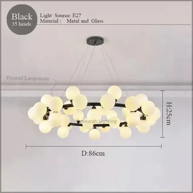 Modern gold led glass chandelier cluster pendant lamp dining room