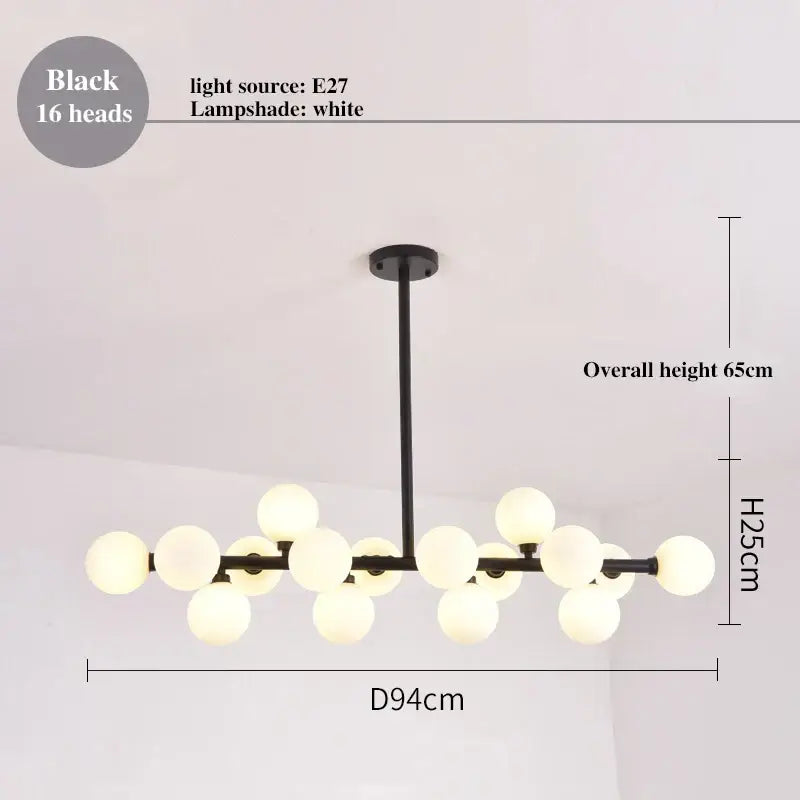Modern gold led glass chandelier cluster pendant lamp dining room