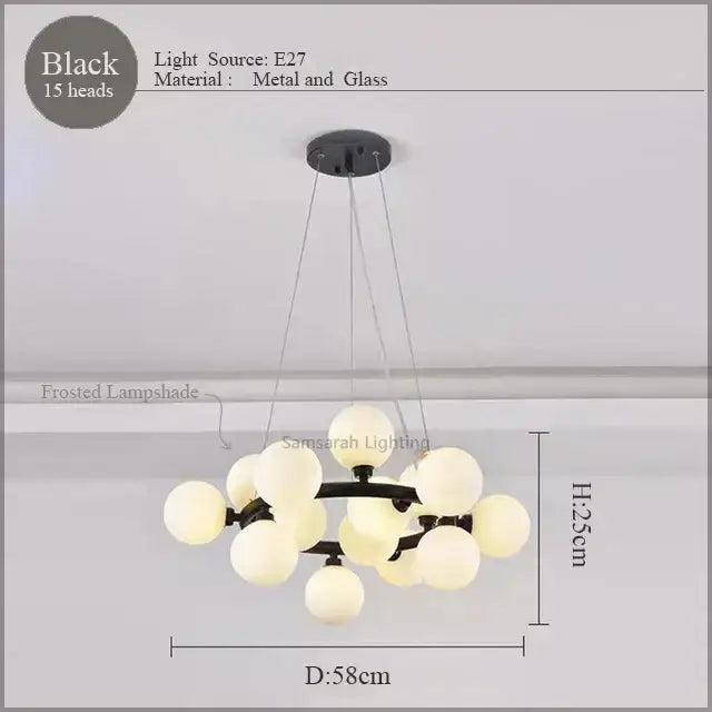Modern gold led glass chandelier cluster pendant lamp dining room