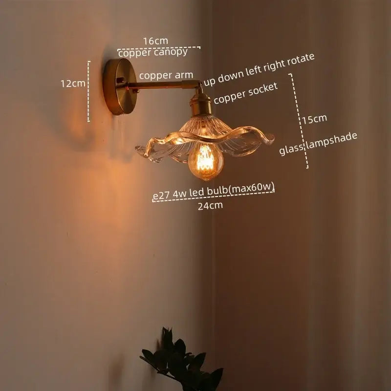 Green ribbed glass wall sconce with pull chain switch for bedroom