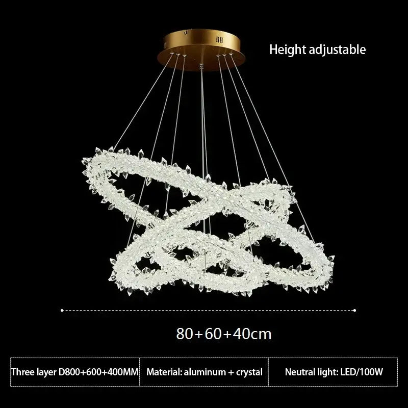 Modern white led glass crystal chandelier living room pendant light