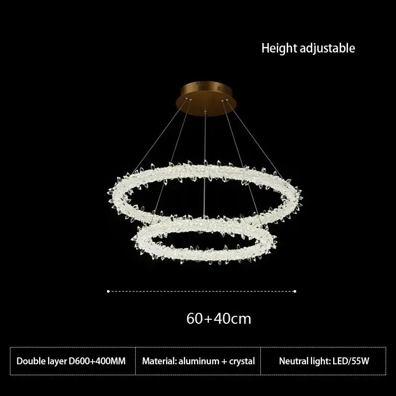 Modern white led glass crystal chandelier living room pendant light