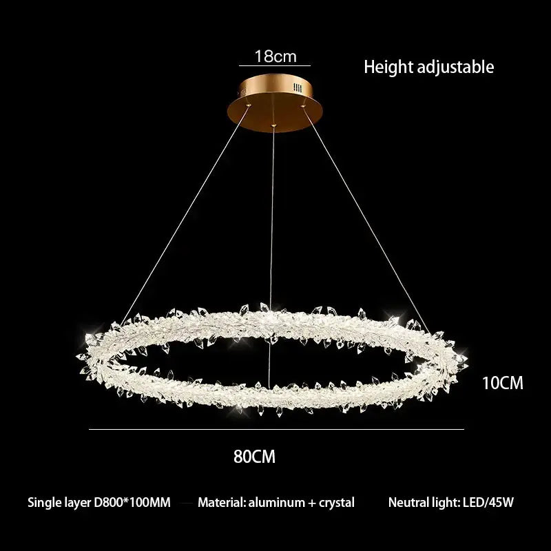Modern white led glass crystal chandelier living room pendant light
