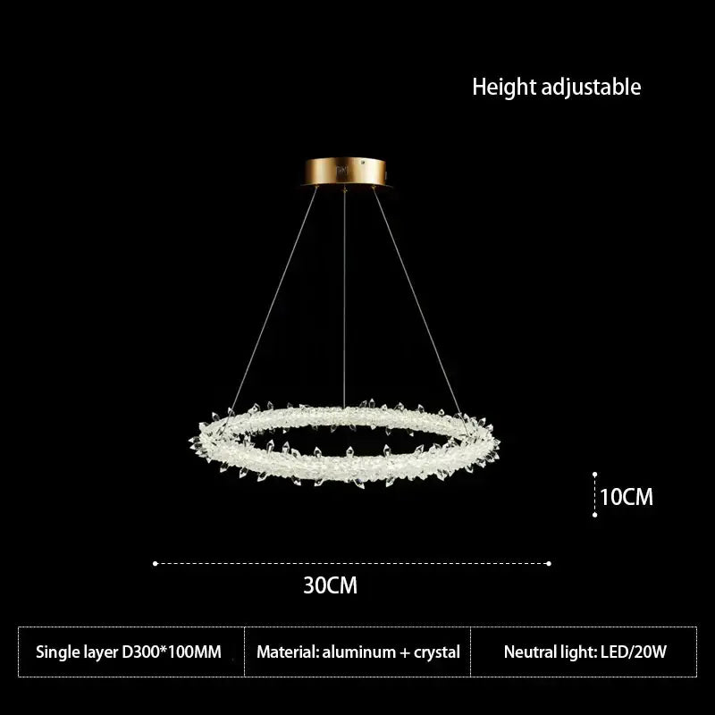 Modern white led glass crystal chandelier living room pendant light