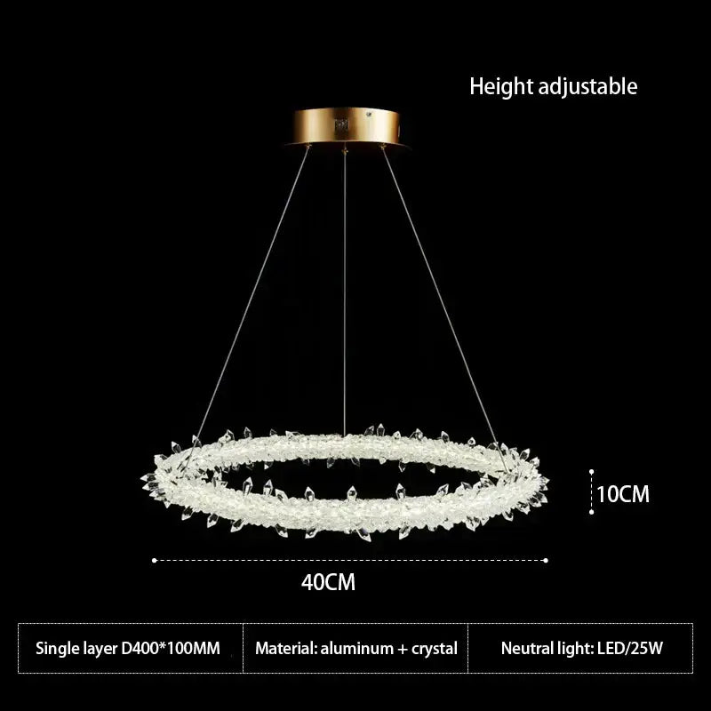 Modern white led glass crystal chandelier living room pendant light