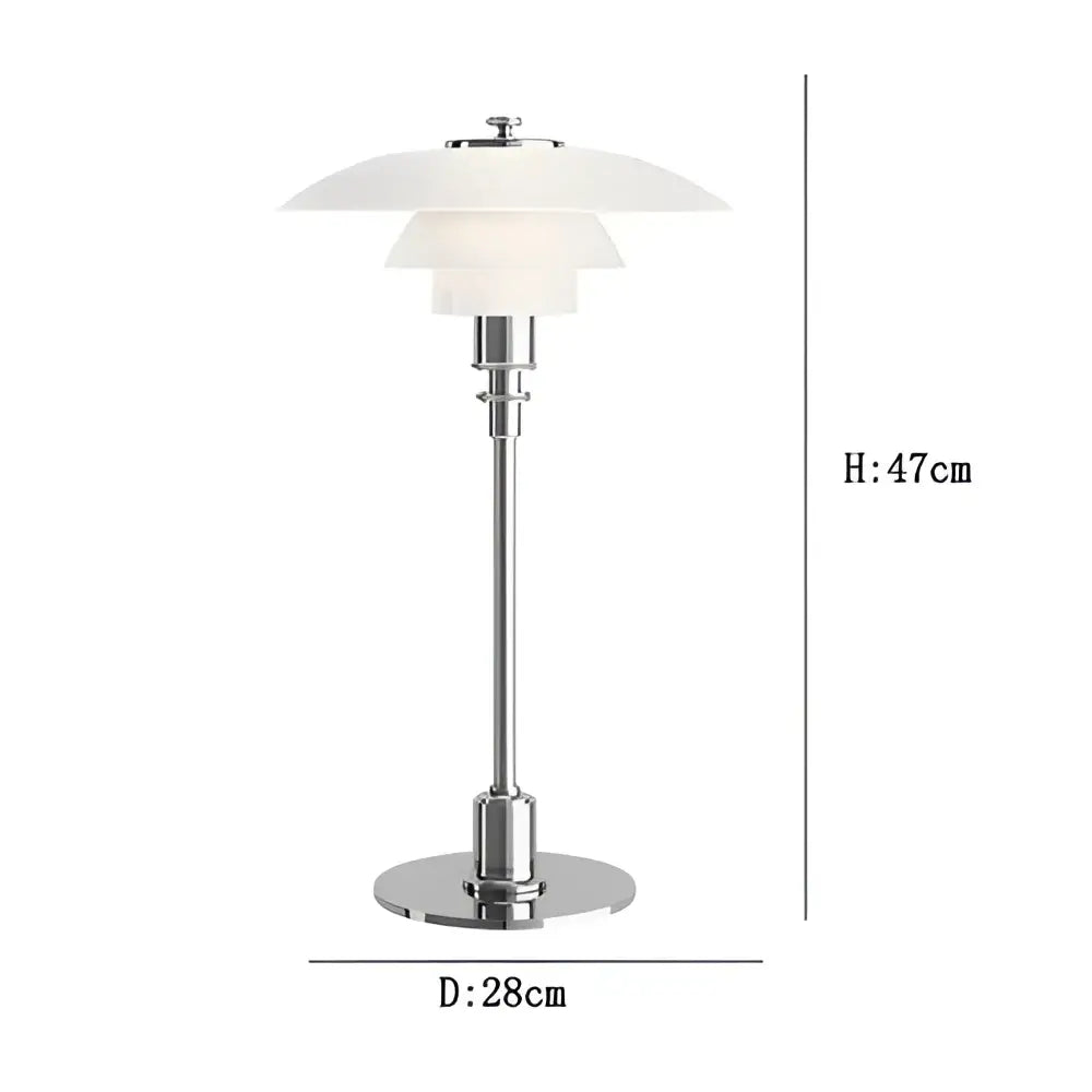 Chrome tiered frosted led glass desk lamp bedroom