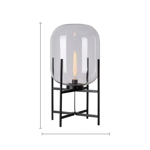 Retro amber glass floor lamp living room black metal light