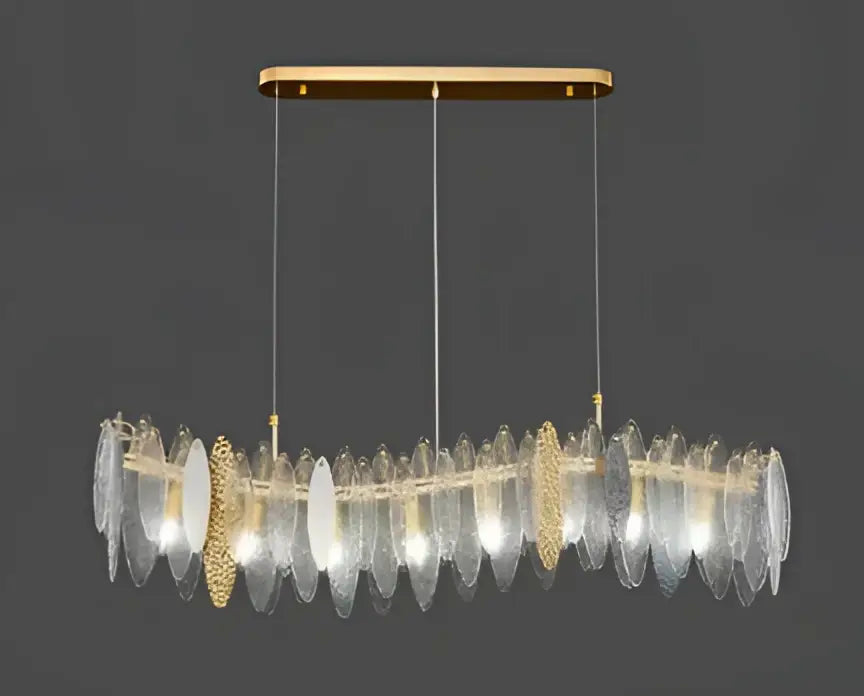 Postmodern blue & white led glass metal leaf chandelier living room