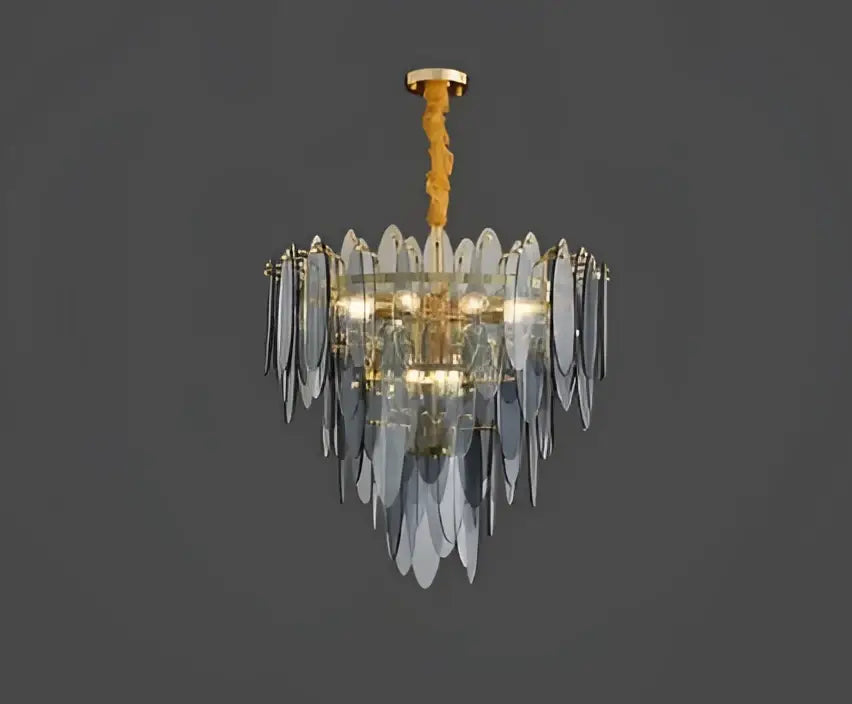 Postmodern blue & white led glass metal leaf chandelier living room