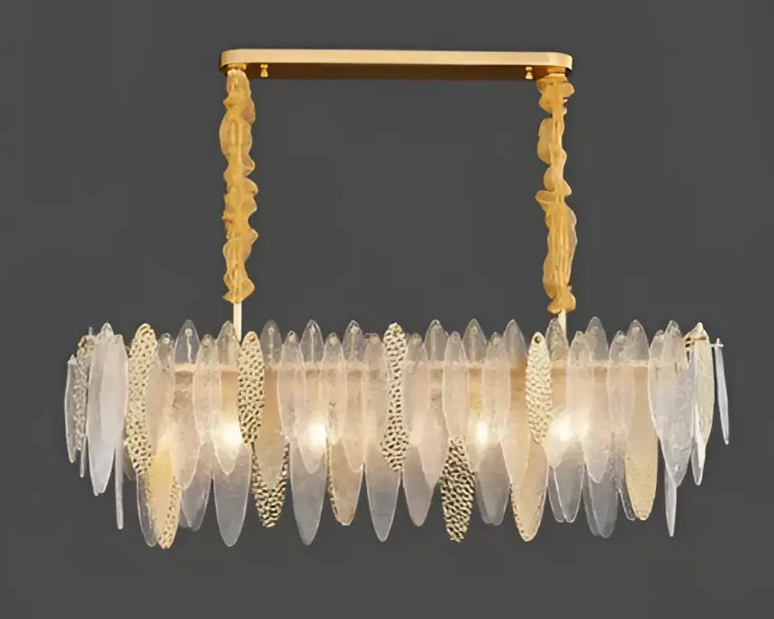 Postmodern blue & white led glass metal leaf chandelier living room