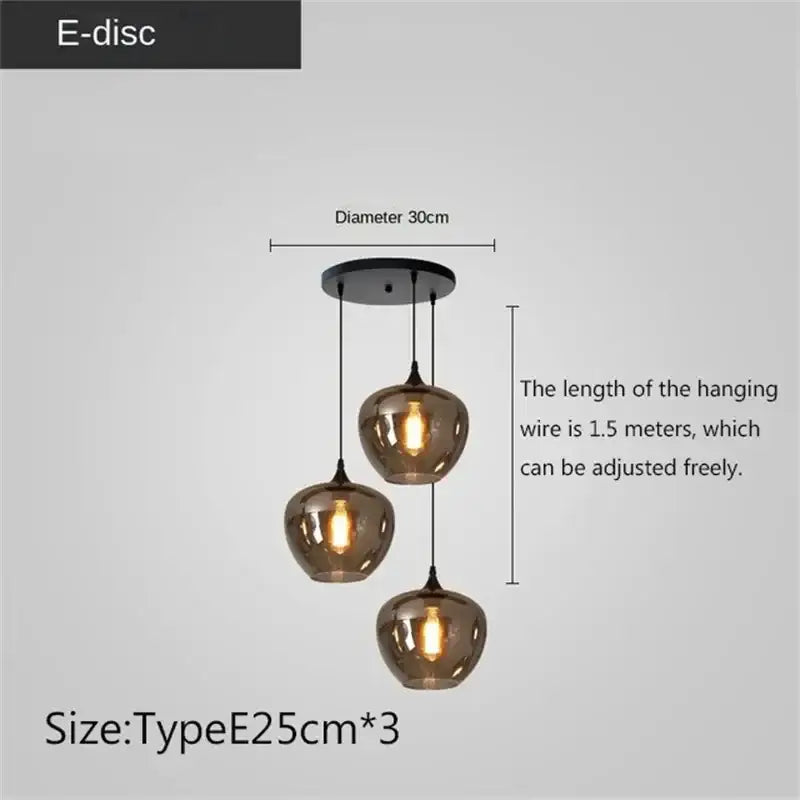 Modern black led glass pendant chandelier for kitchen dining room