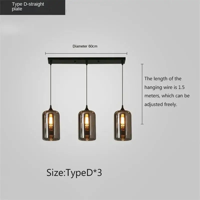 Modern black led glass pendant chandelier for kitchen dining room