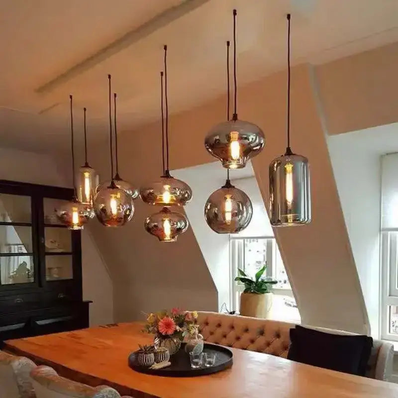 Modern black led glass pendant chandelier for kitchen dining room