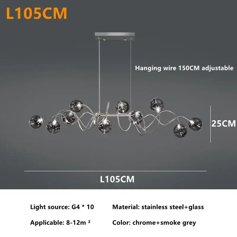Modern chrome led glass pendant chandelier for living room