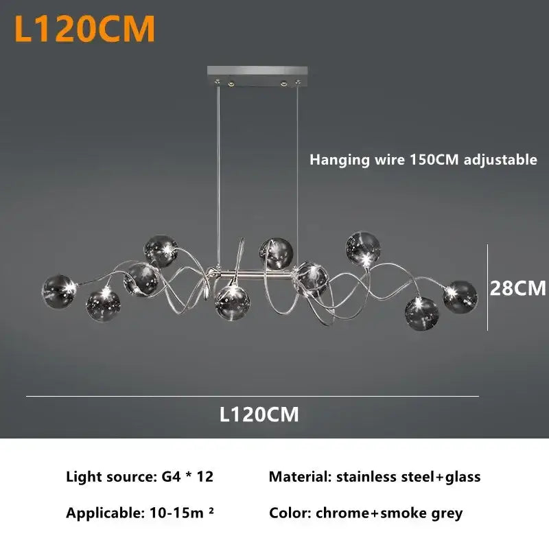 Modern chrome led glass pendant chandelier for living room