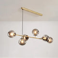 Modern brass and smoked led glass pendant chandelier dining room
