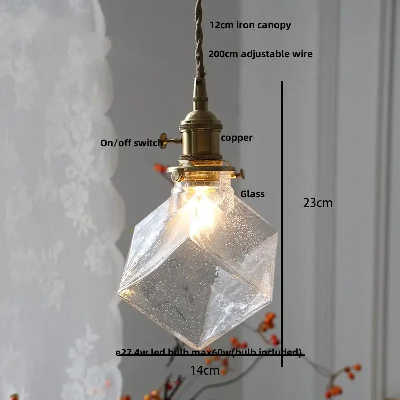 Industrial brass ribbed glass globe pendant light fixture kitchen