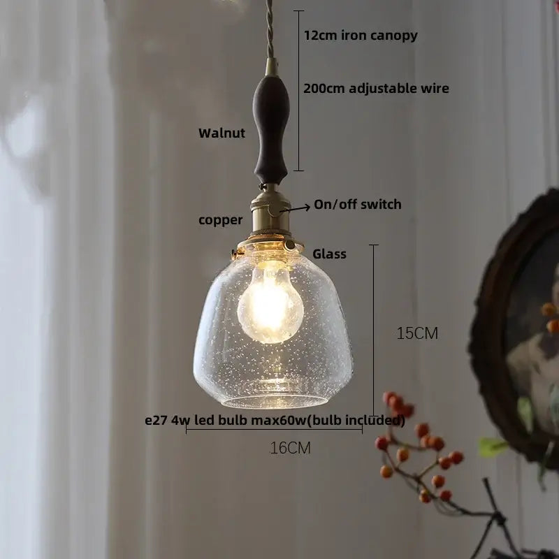 Industrial brass ribbed glass globe pendant light fixture kitchen