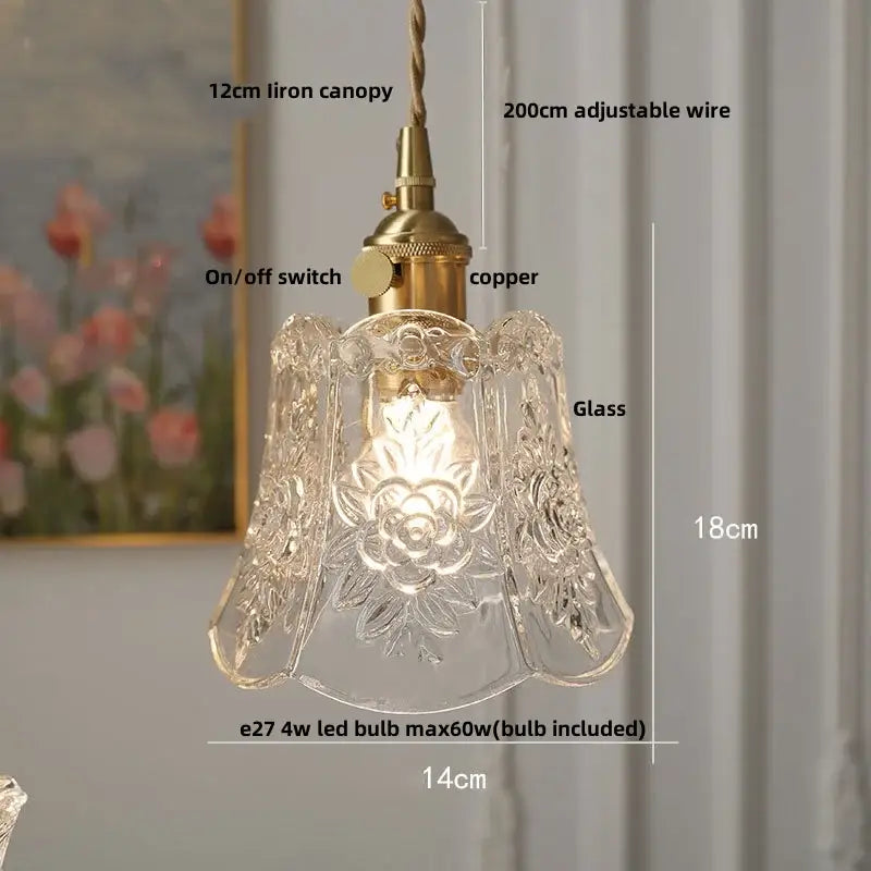 Industrial brass ribbed glass globe pendant light fixture kitchen