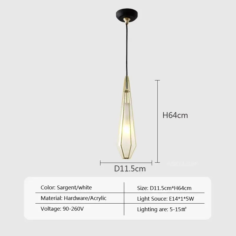 Modern gold geometric pendant light dining room led glass decorbites
