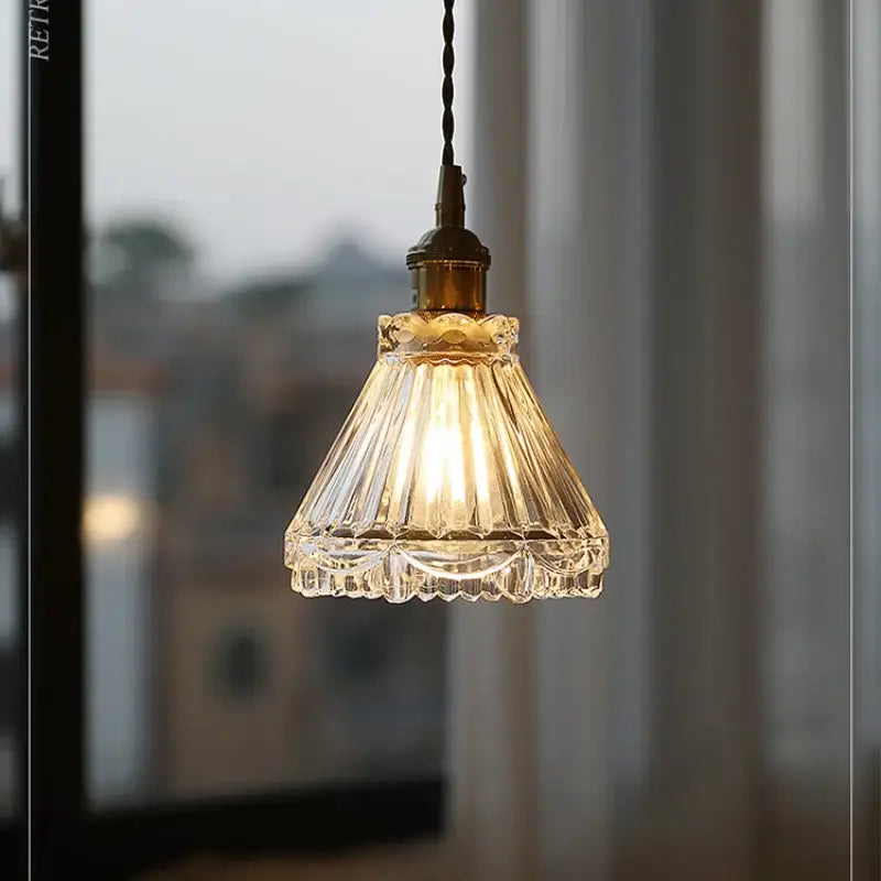 Vintage brass faceted led glass pendant light – kitchen kitchen