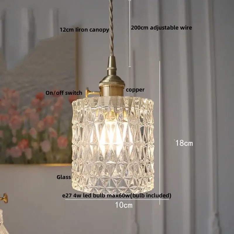 Vintage brass faceted led glass pendant light – kitchen kitchen