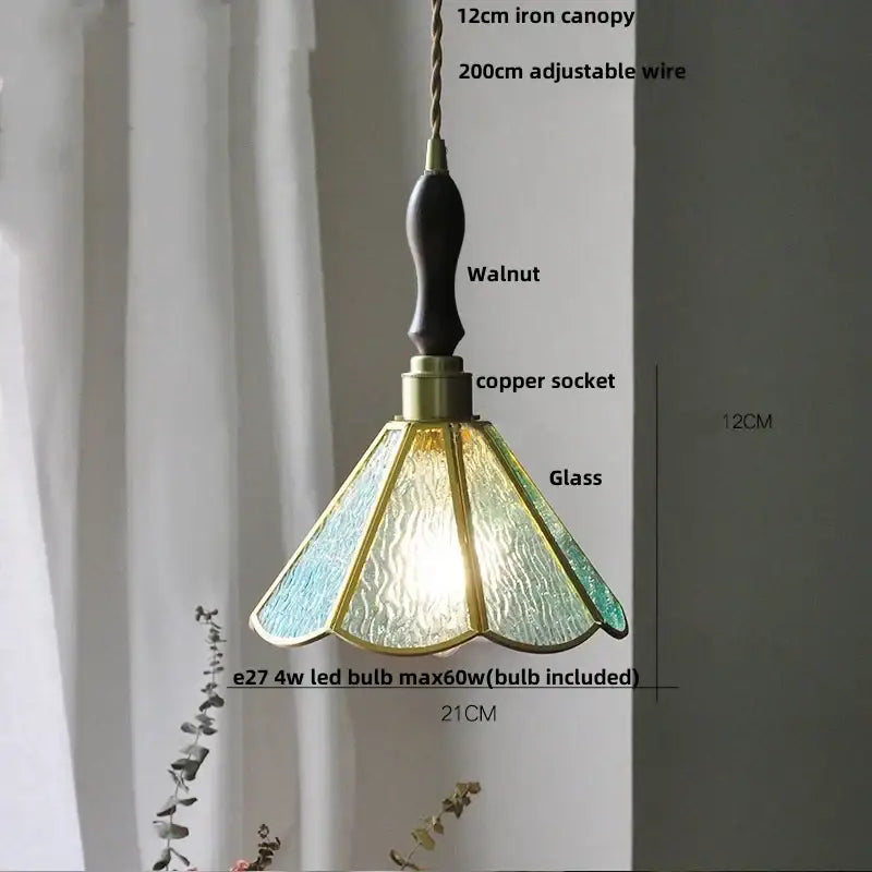Modern floral pink & teal glass pendant lights kitchen decor