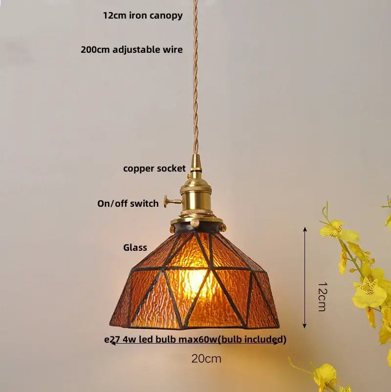 Modern floral pink & teal glass pendant lights kitchen decor