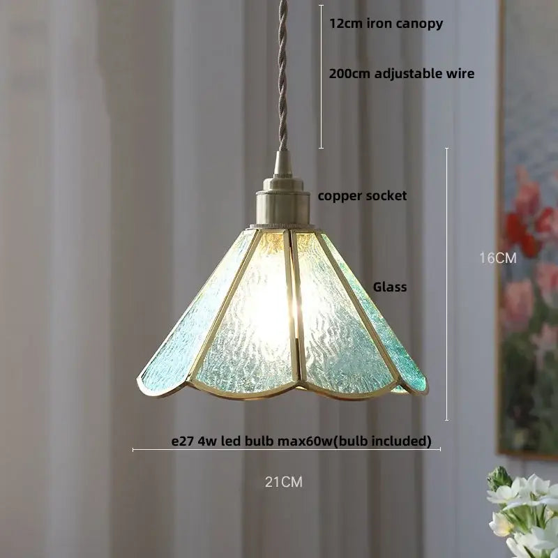 Modern floral pink & teal glass pendant lights kitchen decor