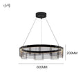 Modern black glass ring pendant light for dining room