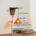 Amber glass led glass sconce wall lamp – bedroom brass fixture