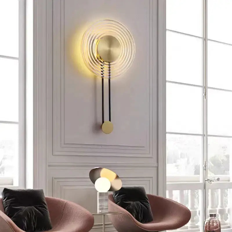 Modern gold stripe led glass wall lamp bedroom pendulum sconce