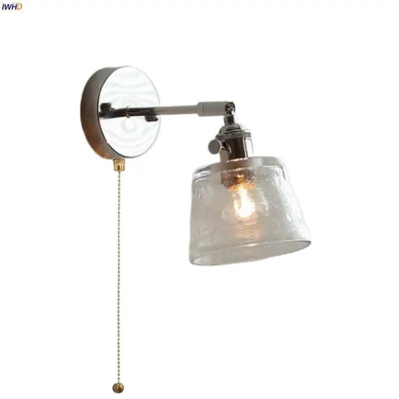 Vintage brushed nickel led glass wall light bedroom sconce