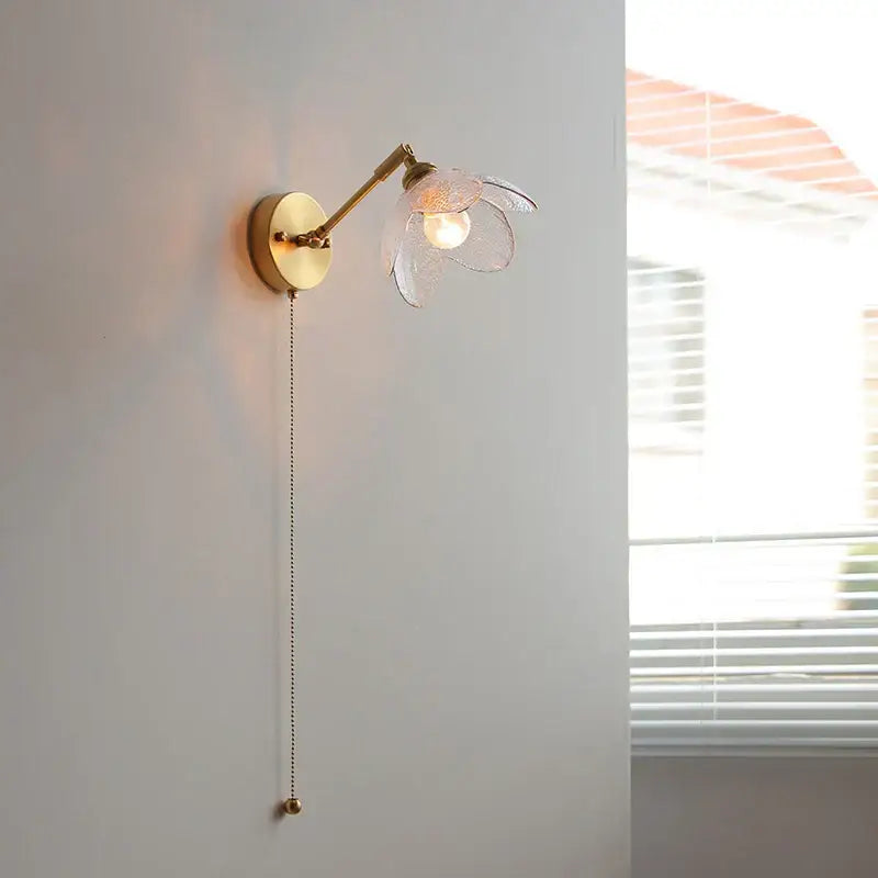 Modern gold textured glass flower wall light fixture living room
