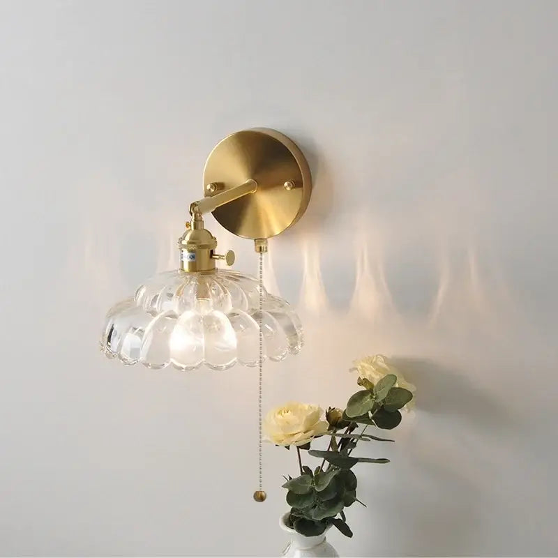 Modern gold petal led glass wall lights bedroom sconce