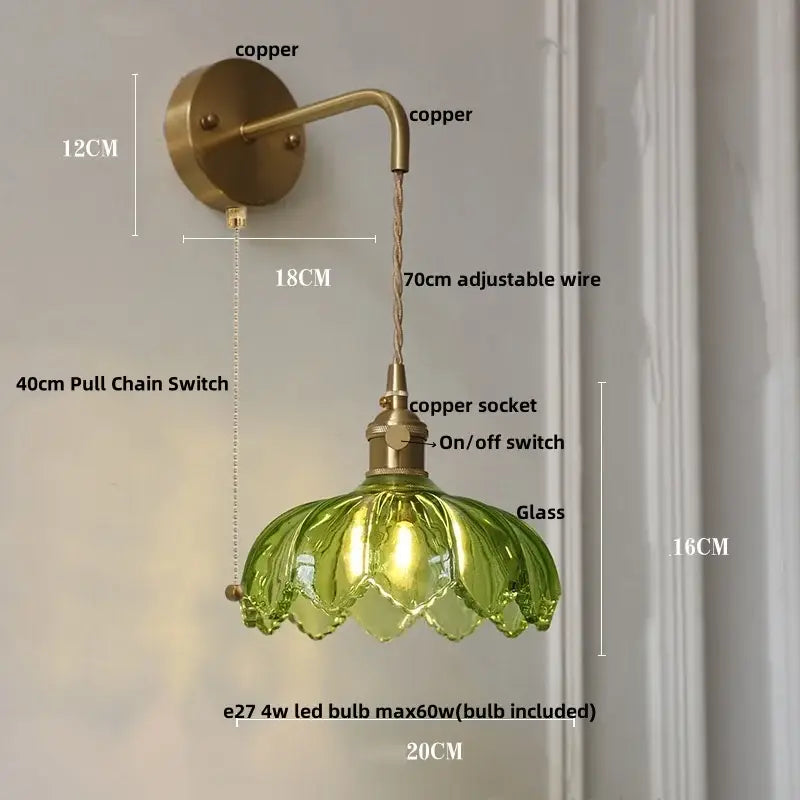 Modern gold petal led glass wall lights bedroom sconce