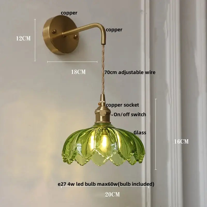 Modern gold petal led glass wall lights bedroom sconce