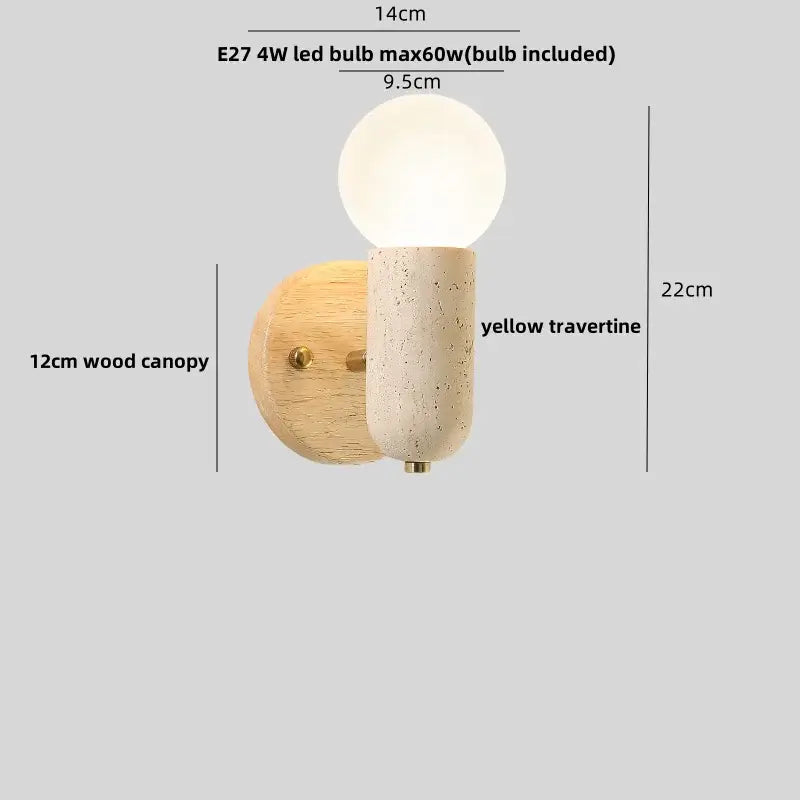 Modern beige stone and glass wall lights – living room led fixture