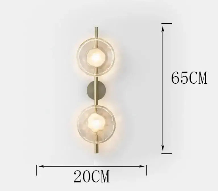 Modern minimalist brass & black led glass wall sconce living room