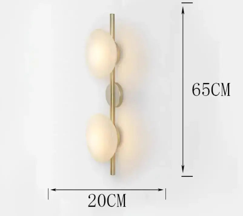 Modern minimalist brass & black led glass wall sconce living room