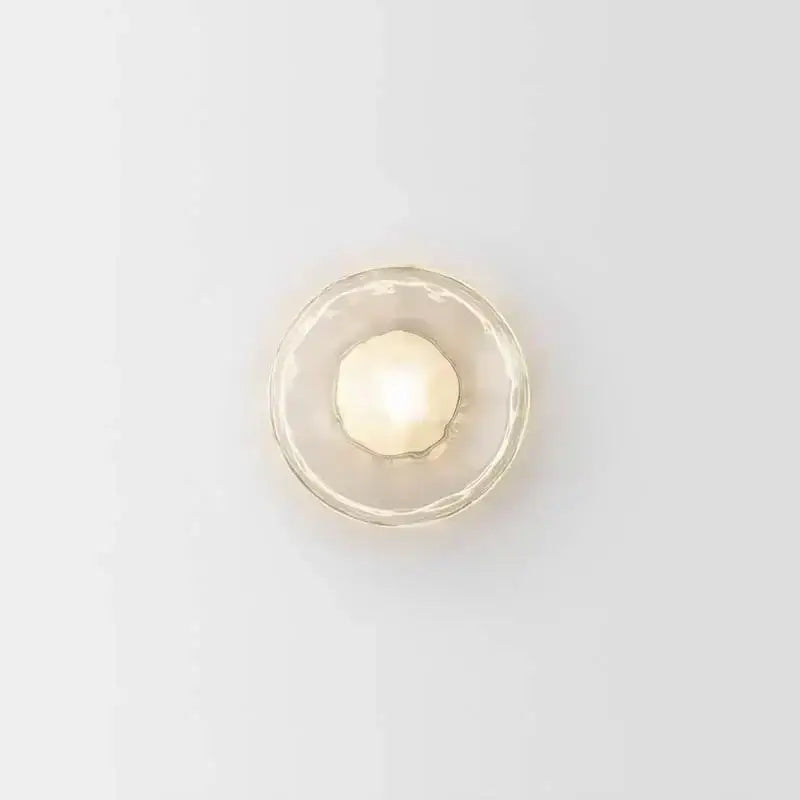 Modern minimalist brass & black led glass wall sconce living room