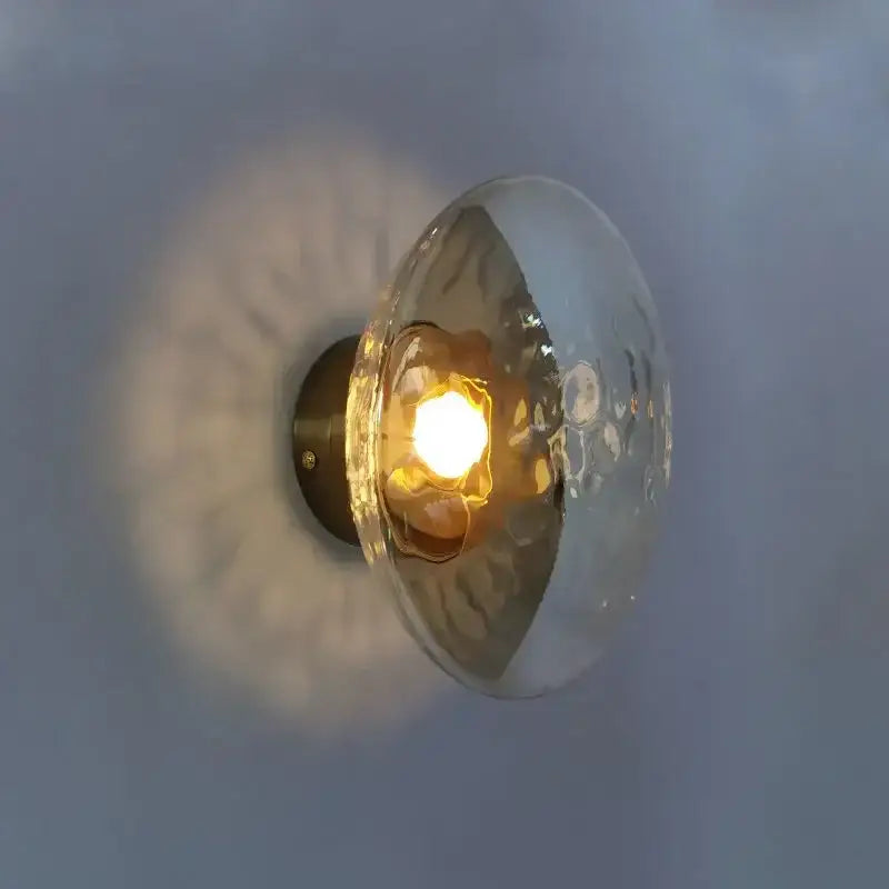 Modern minimalist brass & black led glass wall sconce living room
