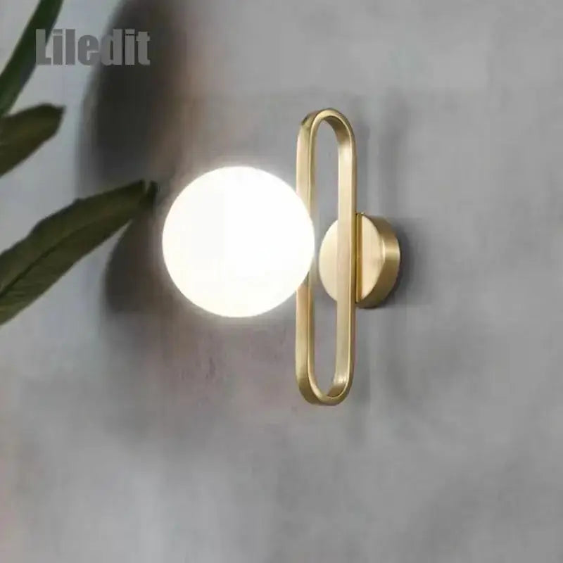 Modern white and brass glass wall sconce bathroom led light