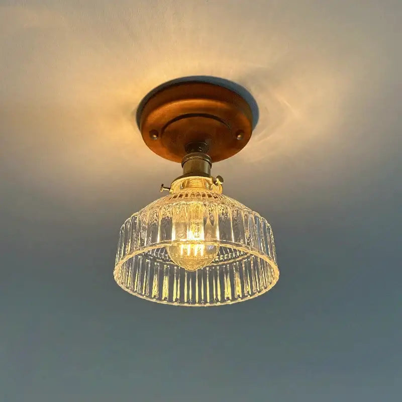 Floral etched led glass ceiling light for living room